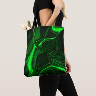 Bolsa Tote Curvas verdes, revestidas de níquel, fundo escuro