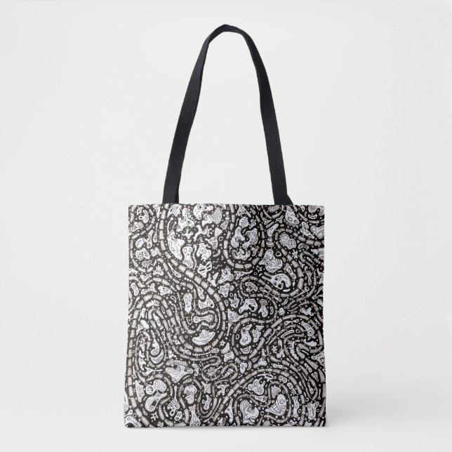 Bolsa Tote Curvy Twisty Cartoon Weird Faces Design (Frente)