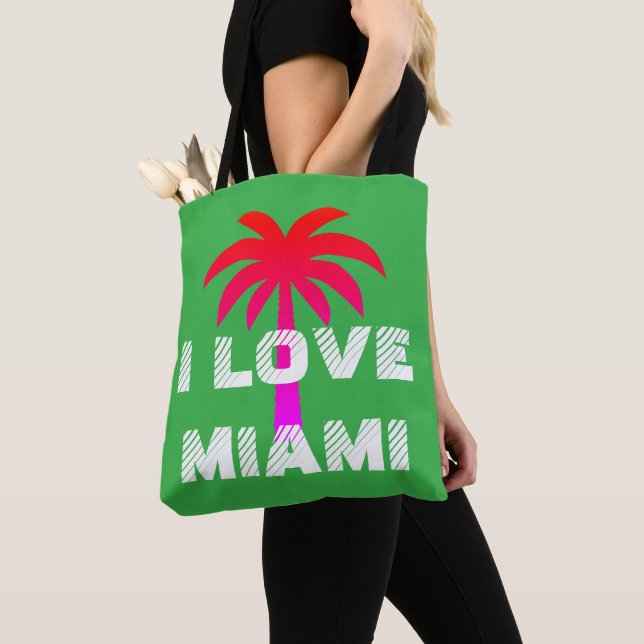 Bolsa Tote Custom attractive vibrant I love Miami Green (Close Up)