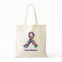Custom Autism Awareness Ribbon Blue Team Name