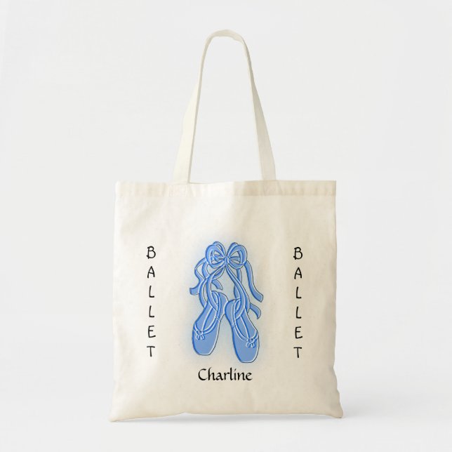 Bolsa Tote Custom Blue Ballet Shoe Tote Bag (Frente)