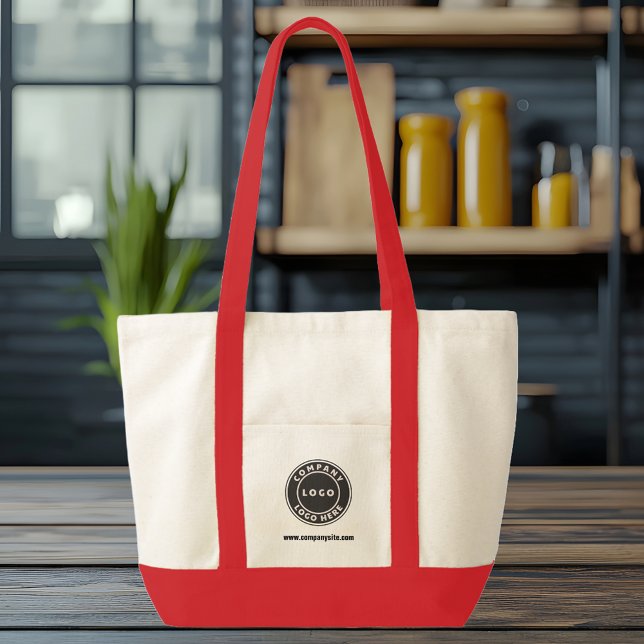 Bolsa Tote Custom Business Logo and Website Employee Swag (Your Business Logo Red Large Company Promotional Customers Tote Bag)
