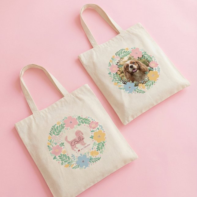 Bolsa Tote Custom Cavalier King Charles Spaniel   Pastel Pink (Criador carregado)