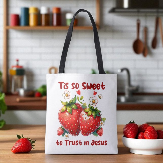 Bolsa Tote Custom Christian Jesus Summer Strawberries (Criador carregado)