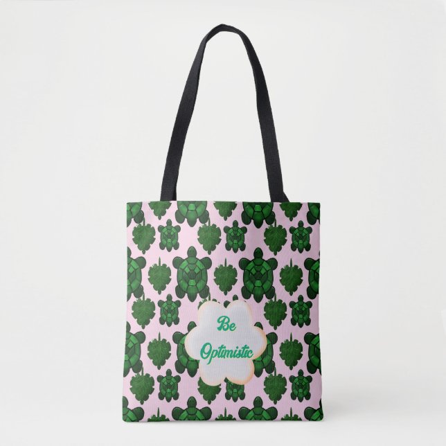 Bolsa Tote Custom Cute Turtle Leaves Seamless Pattern,  (Frente)