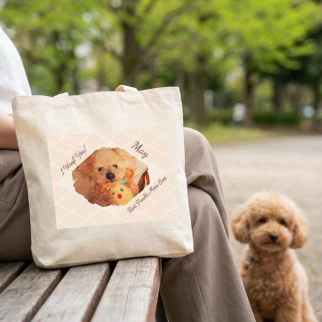 Bolsa Tote Custom Dog Photo Personalized Poodle Mom Gift (Criador carregado)