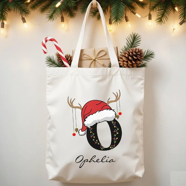 Bolsa Tote Custom Family Christmas Tote Bag for Coworkers (holiday shopping bag, Christmas family tote, personalized holiday tote, Christmas alphabet gift,)