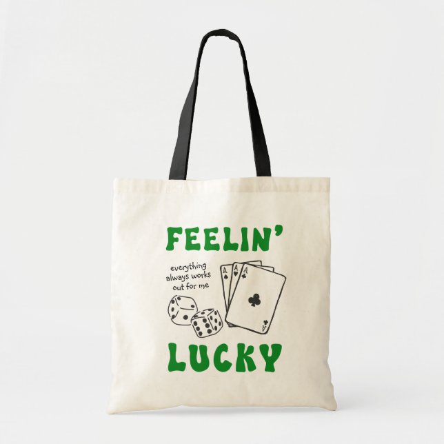 Bolsa Tote Custom Feelin' Lucky Positive Affirmation & Aces (Frente)