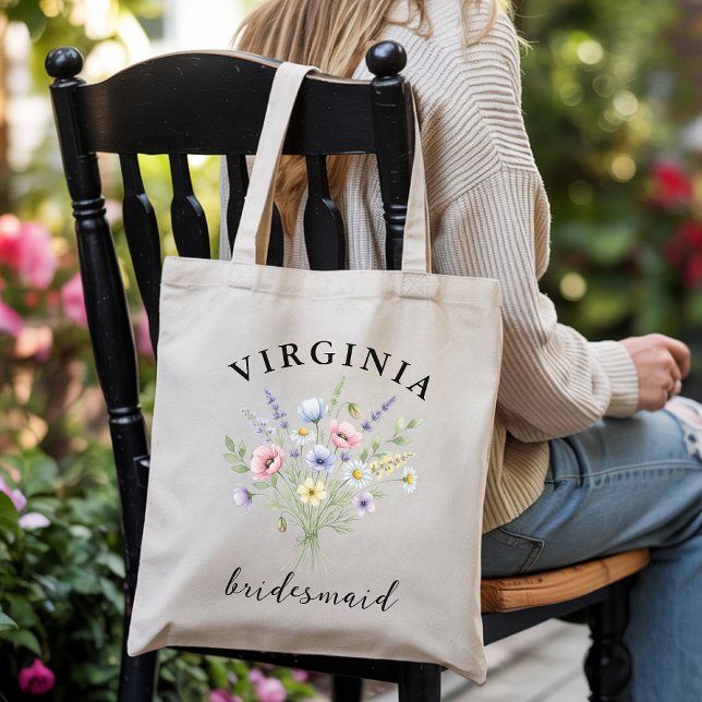 Bolsa Tote Custom Floral bridal shower tote for bridesmaids (Personalized Watercolor Floral Tote Bag – Bride, Bridesmaid & Bridal Party Gift for Weddings)