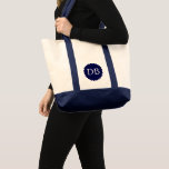 Bolsa Tote Custom Initials Jumbo Tote Bag<br><div class="desc">Jumbo tote bag is shown in the natural and navy color.
Customize this bag and change the sample initials to yours with this template.</div>