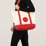 Bolsa Tote Custom Initials Jumbo Tote Bag<br><div class="desc">Jumbo tote bag is shown in the natural and red color.
Customize this bag and change the sample initials to yours with this template.</div>