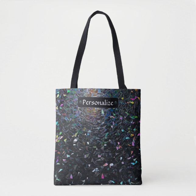 Bolsa Tote Custom Iridescent Abstract Stained Glass Pattern (Frente)