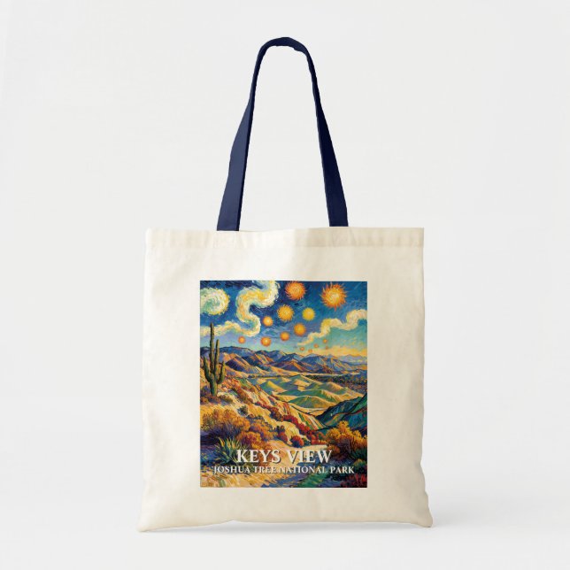 Bolsa Tote Custom Joshua Tree Keys View Van Gogh Landscape (Frente)