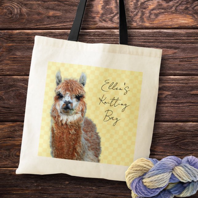 Bolsa Tote Custom Knitting Project Bag Llama (Criador carregado)