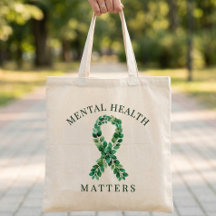 Custom Mental Health Matters Quote Green Ribbon 