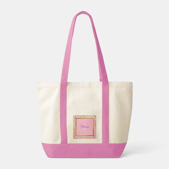 Bolsa Tote  Custom Monogram Name Feminine Trendy Modern (Verso)