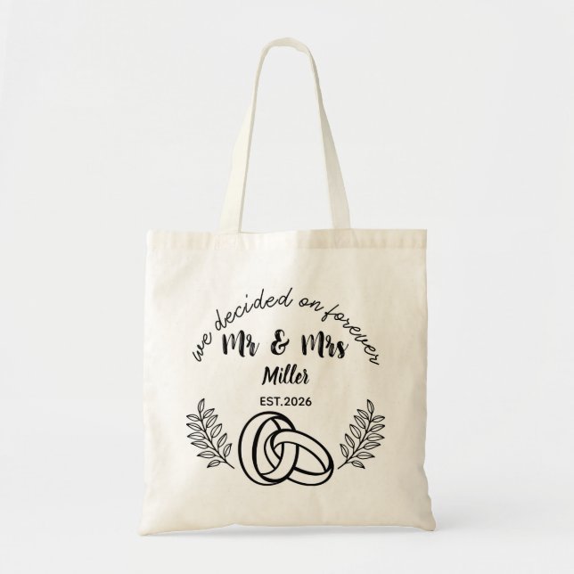 Bolsa Tote Custom Mr & Mrs Rings Wedding (Frente)