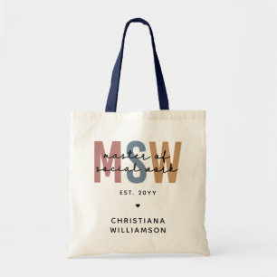 Bolsa Tote Custom MSW Master of Social Work Retro Graduation