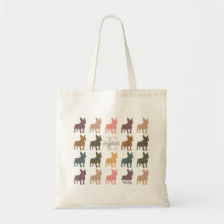Bolsa Tote Custom Name Initial French Bulldog Retro Floral