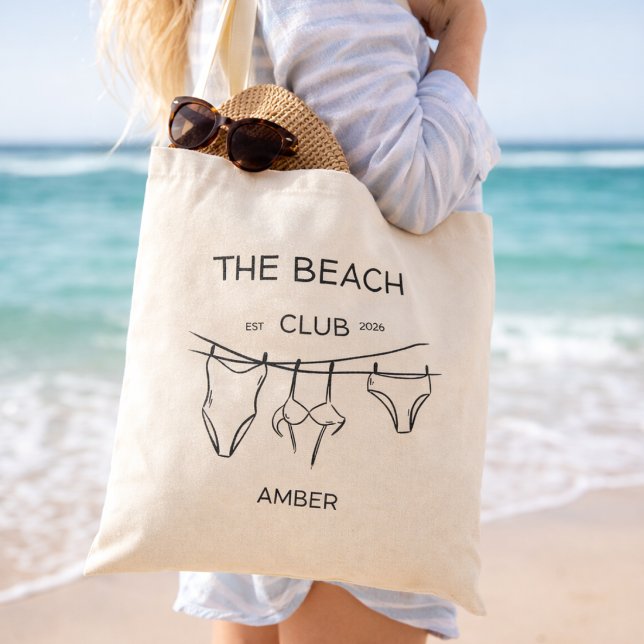 Bolsa Tote Custom Name Summer Canvas Bag Minimal Aesthetic (Criador carregado)