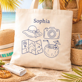 Bolsa Tote Custom Name Summer Vacation Canvas Bag