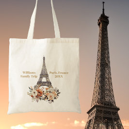 Bolsa Tote Custom Paris Trip Eiffel Tower Floral