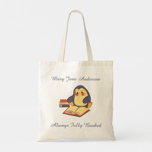Bolsa Tote Custom Penguin Reading Tote Bag • Fully Booked (Verso)