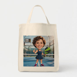 Bolsa Tote Custom Photo Head Padel/Pickleball Player Caricatu