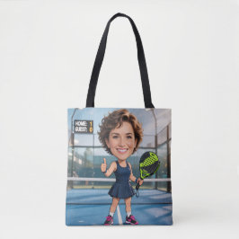 Bolsa Tote Custom Photo Head Padel/Pickleball Player Caricatu