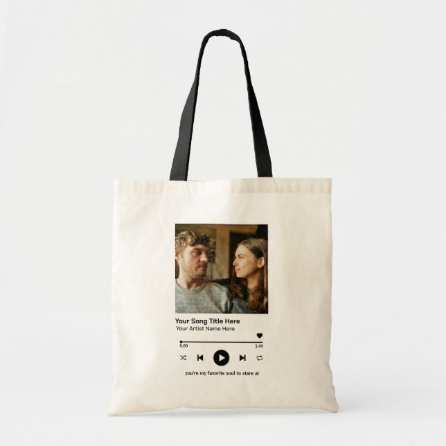 Bolsa Tote Custom Photo Music Player Personalized Song Gift (Frente)