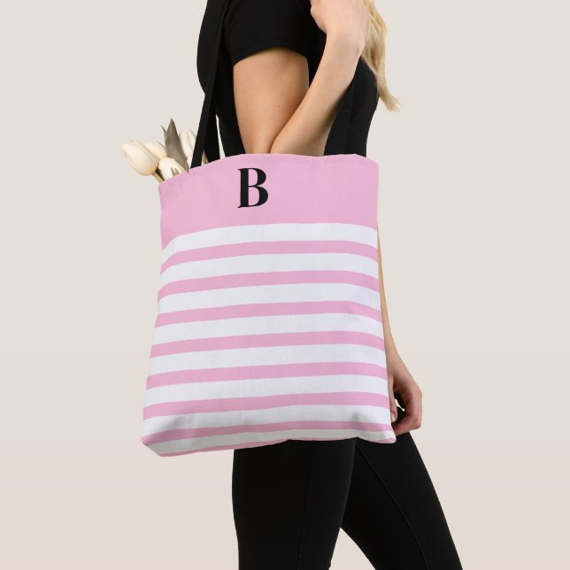 Bolsa Tote Custom Pink Coquette Monogram (B) (Close Up)