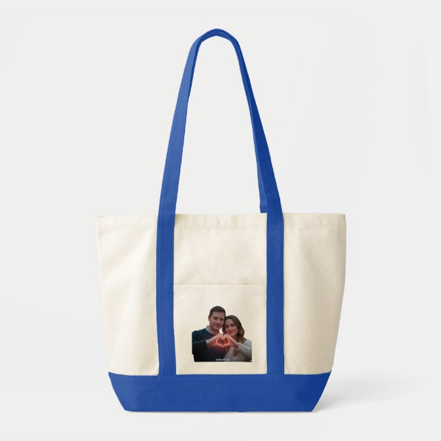 Bolsa Tote Custom Romantic Couple Real-View Heart Hands Winte (Frente)
