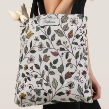 Custom Stylish Whimsical Botanical Vine Carryall