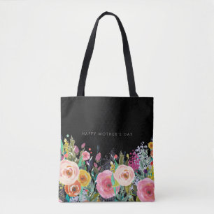Bolsa Tote Custom Text   Vivid Floral   Dia das Mães  