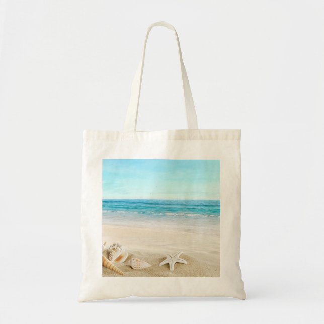 Bolsa Tote Custom Two-Sided Photo Personalized Beach Modern (Frente)