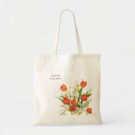 Bolsa Tote Customizable Orange and Cream Tulip