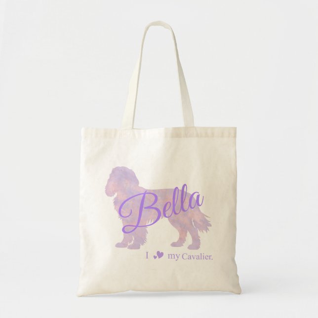 Bolsa Tote Customizable Pastel Purple Cavalier King Charles (Frente)