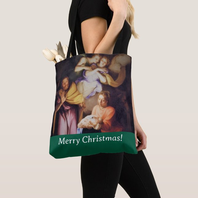 Bolsa Tote Customizable Vintage Nativity Christmas  (Criador carregado)