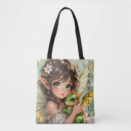Bolsa Tote Cute Anime Fairy and Chibi Dragon 