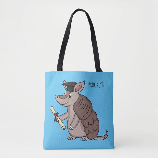Bolsa Tote Cute armadillo with graduation cap cartoon  (Frente)