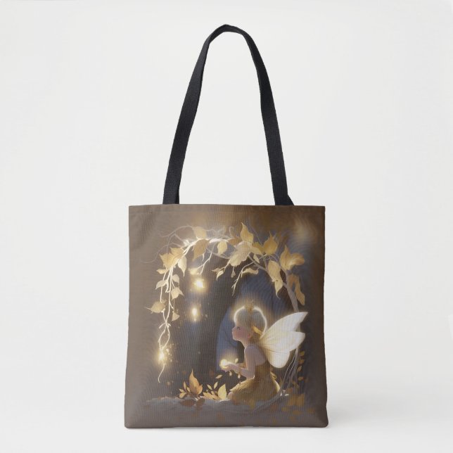 Bolsa Tote Cute Autumn Fairy with Glowing Flowers (Frente)