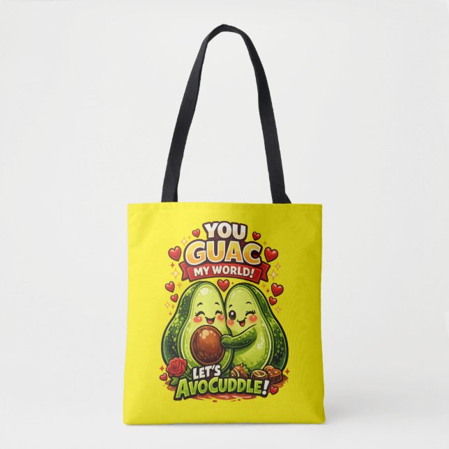 Bolsa Tote Cute Avocado Valentine’s Love Design, kawaii Love (Frente)