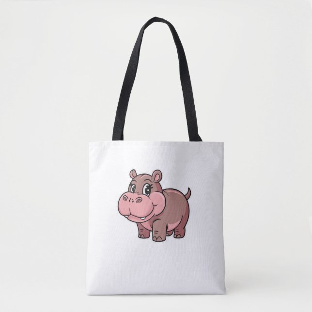 Bolsa Tote Cute Baby Hippo Moo Deng Long Sleeve T Shirt (Frente)
