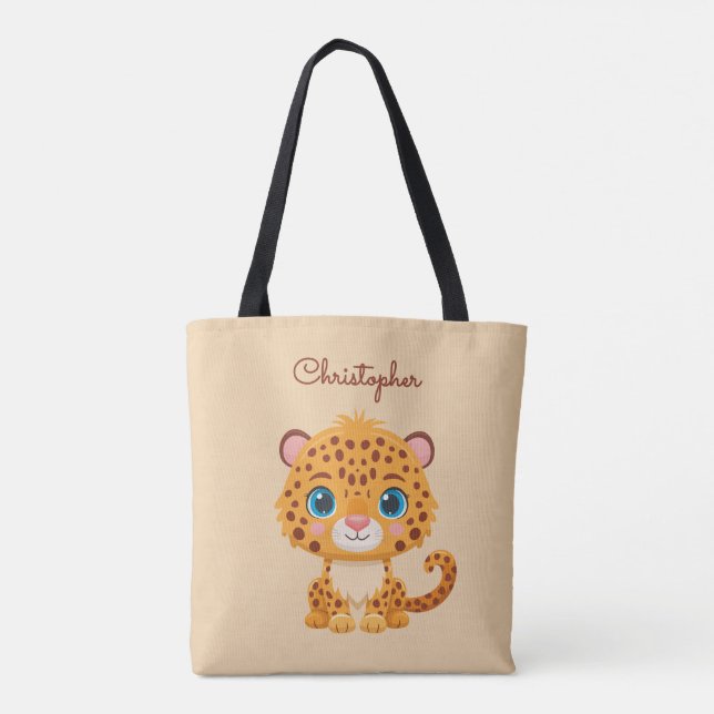 Bolsa Tote Cute Baby Leopard Safari Animal Kids (Verso)