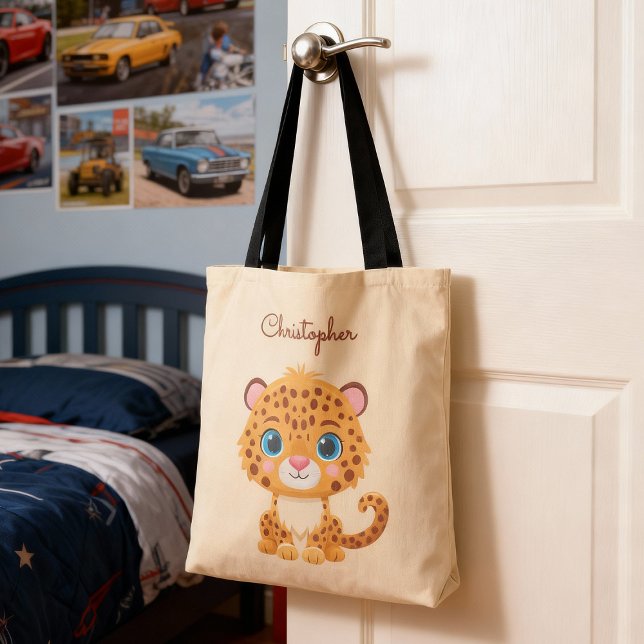 Bolsa Tote Cute Baby Leopard Safari Animal Kids (Criador carregado)