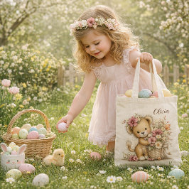 Bolsa Tote Cute Baby Lion with Flowers – Kids Easter Tote Bag