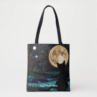 Bolsa Tote Cute Beautiful Colourful Mosaic Black Cat