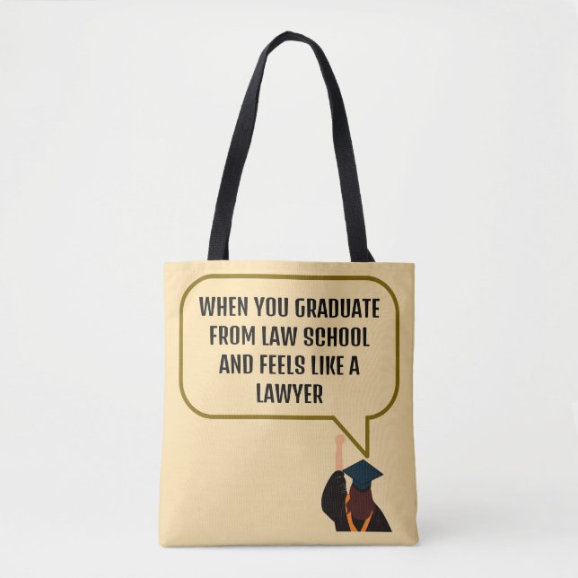 Bolsa Tote Cute Beige & Brown Funny Cite Presente Para Advoga (Frente)