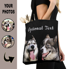 Bolsa Tote Cute Black Modern Photo Puppy Dog Lover Mom 
