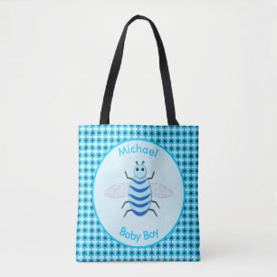 Bolsa Tote Cute Blue Baby Boy Bee Costumado